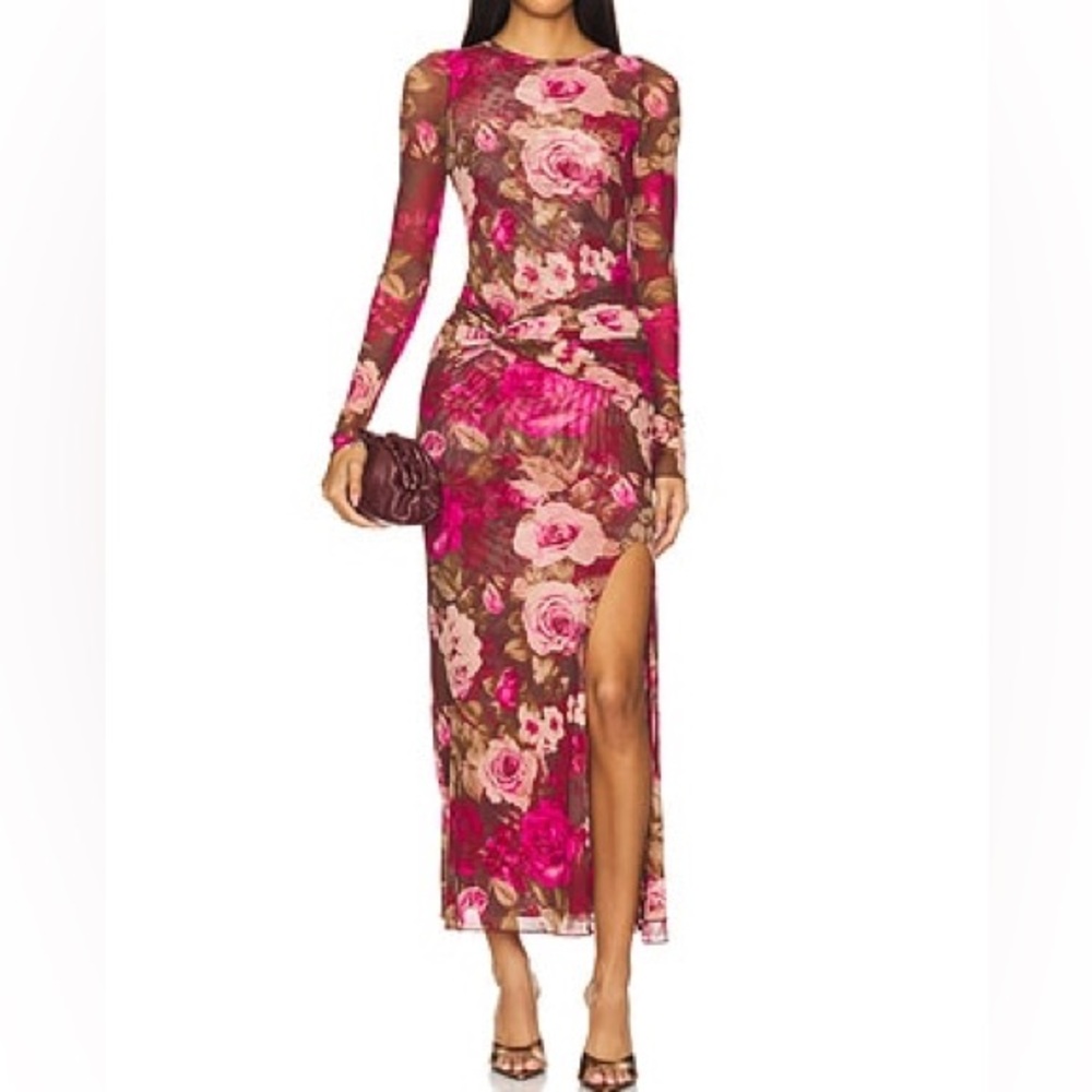 NWT FREE PEOPLE Femme and Flattering Floral Mesh GIANNI Maxi Dress